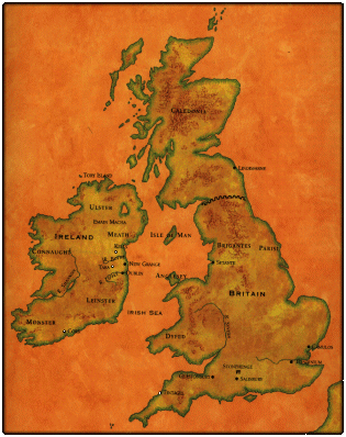 The Ancient Isles. The Celts had arrived upon Banba (Ireland) after they had settled upon the Brittish mainland. They originated in central Europe and came to the Brittish isled from the Iberian penninsula. (This Map is a sketch of the region in Roman times and shows Hadrian's wall).